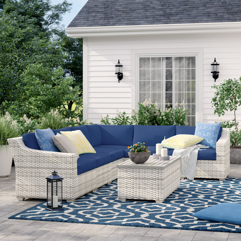 Sol 72 Outdoor Falmouth 7 Piece Rattan Sectional Seating Group with